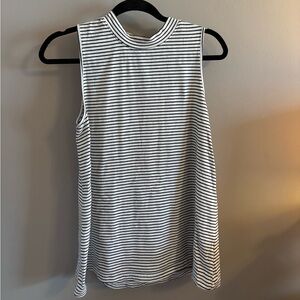 Black and White Striped Sleeveless Women's Tunic